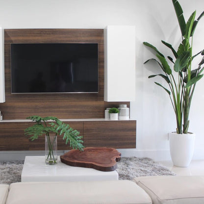 Paradiesvogelpflanze (2,7 m) mit Ben Pflanzgefäß in Hochglanz-Weiß